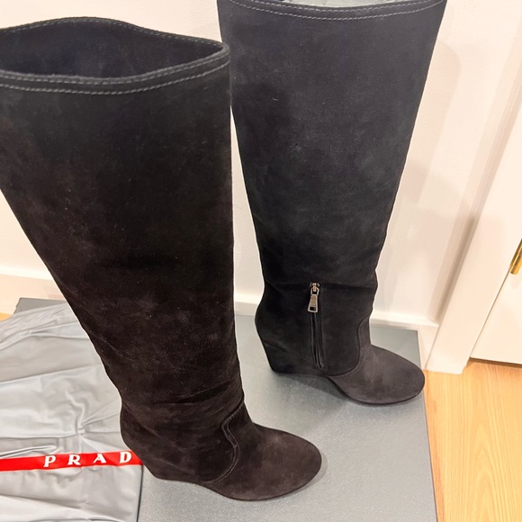 Prada suede wedge boots, size 37 - Picture 3 of 7